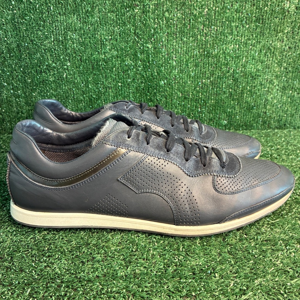 Salvatore Ferragamo Cube Perforated Gancini Leather Sneakers Gray Mens Size 12 D